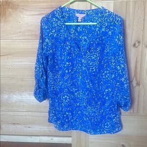 Lilly Pulitzer Blue Floral Women's Blouse
